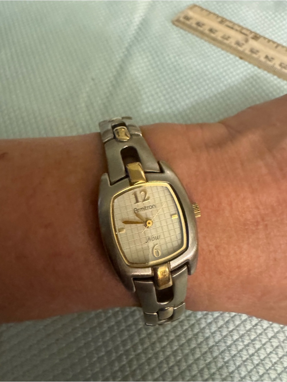 Armitron Two-Tone Silver and Gold Women's Bracelet Watch - Grid Dial